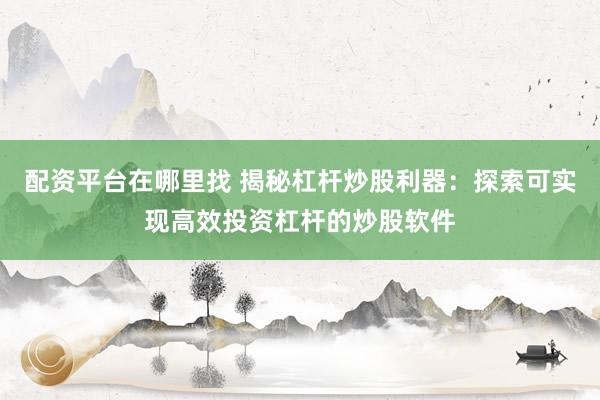 配资平台在哪里找 揭秘杠杆炒股利器：探索可实现高效投资杠杆的炒股软件